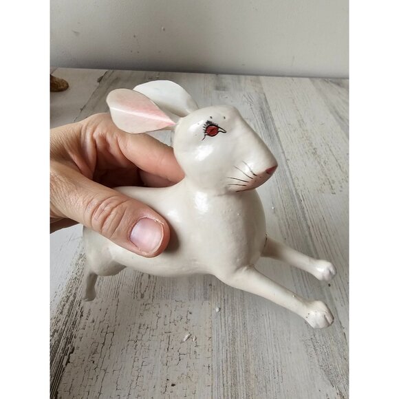 Vintage paper mache rabbit Easter Bunny decor statue figurine - Picture 6 of 10